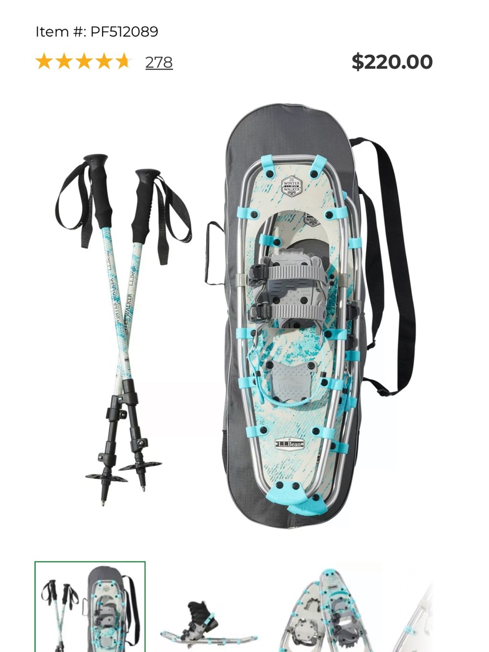 LL Bean Women's Winter Walker Snowshoe Package